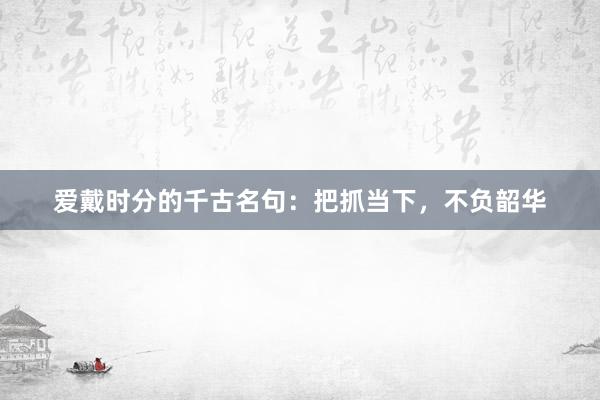 爱戴时分的千古名句：把抓当下，不负韶华